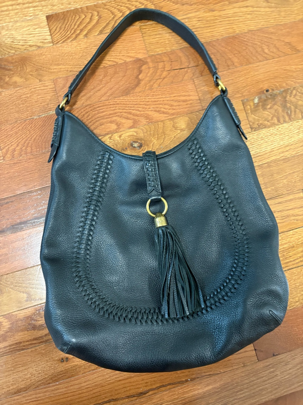 Ralph Lauren Black Leather Tassel Bag